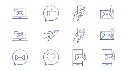 Message and Mail line icons on white background.vector illustration