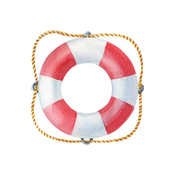 recommend clip art: Watercolor Lifebuoy. Marine sketch on a white background.Watercolour hand drawn nautical