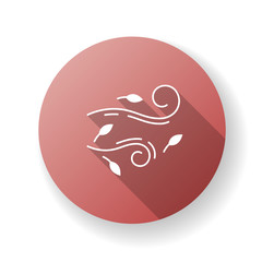 Windy weather red flat design long shadow glyph icon