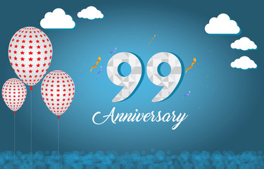 Fototapeta na wymiar 99 years anniversary celebration logo vector template design illustration
