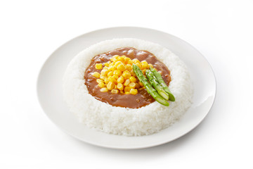 アスパラガスとコーンのカレーライス
