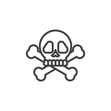 Skull and crossbones line icon. linear style sign for mobile concept and web design. Pirate skull with bones outline vector icon. Death symbol, logo illustration. Vector graphics
