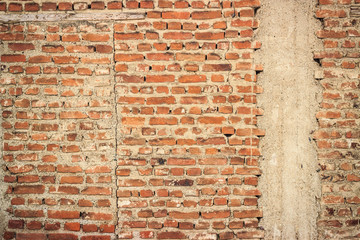 Old house red brick wall bacground. Grunge abstract background concept.