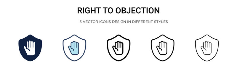 Right to objection icon in filled, thin line, outline and stroke style. Vector illustration of two colored and black right to objection vector icons designs can be used for mobile, ui, web