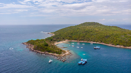 Aerial view of Hon Mun Island or Coral Bay, at Nha Trang Bay, Khanh Hoa, Vietnam. is the most...