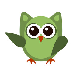 Owl funny stylized icon symbol green colors - 342281923