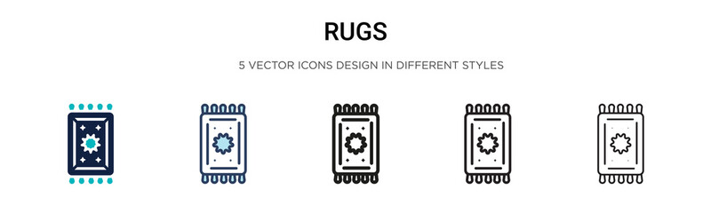 Rugs icon in filled, thin line, outline and stroke style. Vector illustration of two colored and black rugs vector icons designs can be used for mobile, ui, web