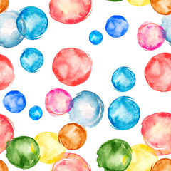 Watercolor background. Colorful spot, cracker, balls, soap bubbles. Beautiful abstract background. round abstract spot. For fabric, cover, packaging, material, wallpaper, scarf. Watercolor splash