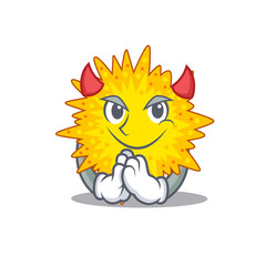 Mycoplasma dressed as devil cartoon character design style