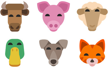 Collection de têtes d'animaux (flat design)
