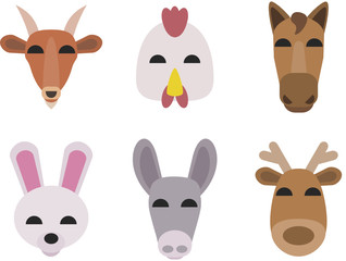 Collection de têtes d'animaux (flat design)