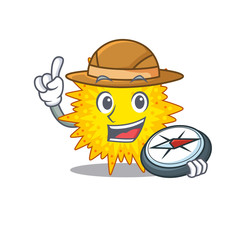 mascot design concept of mycoplasma explorer with a compass