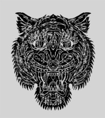 Tattoo tribal tiger graphic design vector art