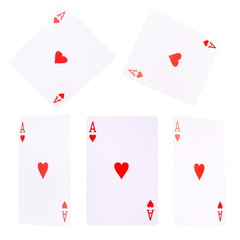 Playing cards for poker game on white background with clipping path.