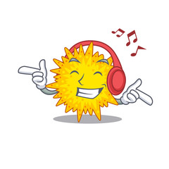 Fototapeta premium Mycoplasma in Cartoon design concept listening music