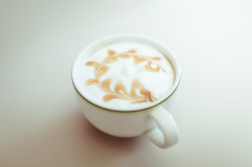 closeup of latte art coffee