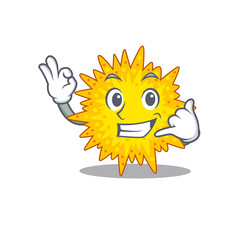 Cartoon design of mycoplasma with call me funny gesture