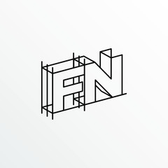 Initial Letter FN with Architecture Graphic Logo Design