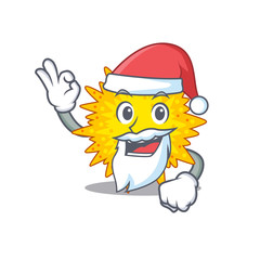 Fototapeta premium Mycoplasma Santa cartoon character with cute ok finger