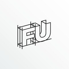 Initial Letter FU with Architecture Graphic Logo Design