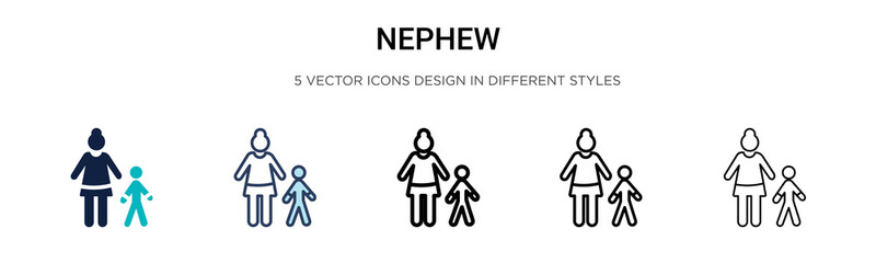 Fototapeta premium Nephew icon in filled, thin line, outline and stroke style. Vector illustration of two colored and black nephew vector icons designs can be used for mobile, ui, web