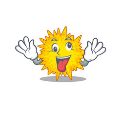 A cartoon design of mycoplasma having a crazy face