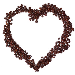 Heart coffee frame made of coffee beans