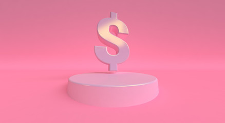 Obraz premium Dollar Sign icon geometrical abstract background, Stylish trendy illustration. 3d render.