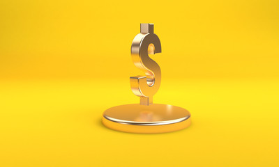 Dollar Sign icon geometrical abstract background, Stylish trendy illustration. 3d render.