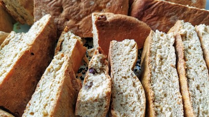New baked homemade sliced breads