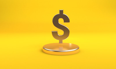Dollar Sign icon geometrical abstract background, Stylish trendy illustration. 3d render.