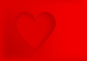 red relief shadow heart on red background