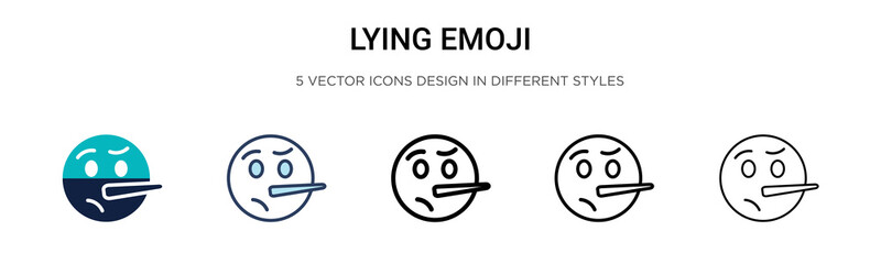 Lying emoji icon in filled, thin line, outline and stroke style. Vector illustration of two colored and black lying emoji vector icons designs can be used for mobile, ui, web