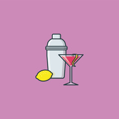 Cosmopolitan cocktail vector illustration  for Cosmopolitan Day on May 7th