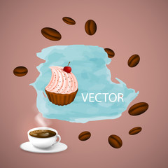 Coffee time, a cup of coffee for breakfast and a break.