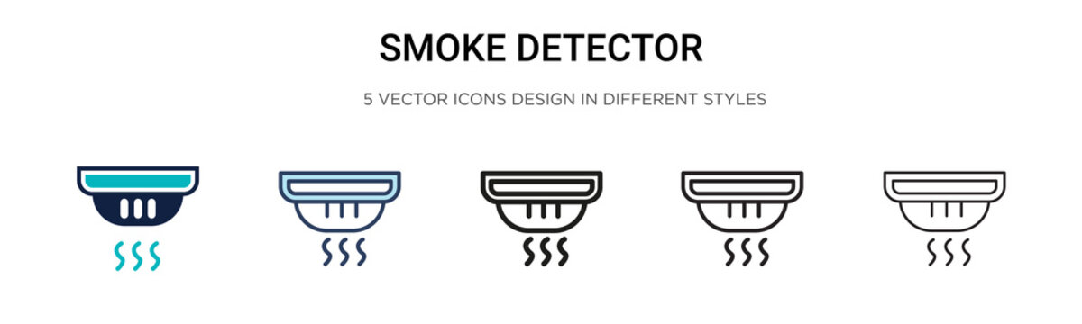 Smoke detector icon in filled, thin line, outline and stroke style. Vector illustration of two colored and black smoke detector vector icons designs can be used for mobile, ui, web