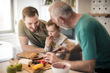 He's here to evaluate grandpa's food.