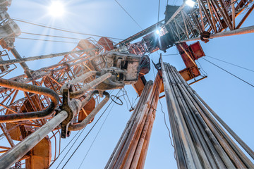 Drilling rig in oil field for drilled into subsurface in order to produced crude, inside view....