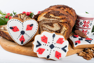 Cozonac or Kozunak is a special sweet leavened bread, Romania and Bulgaria. Martisor, 1 Martie, 1st of March, 8th of March, Woman's Day, Mother's Day, Martenitsa and Baba Marta celebration