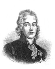 Portrait Talleyrand Prince Benevento, French politician and diplomat in the old book The Essays in Newest History, by I.I. Grigorovich, 1883, St. Petersburg