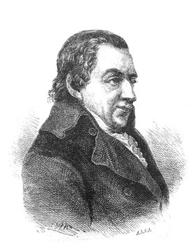 Portrait of Johann Gottlieb Fichte, a German philosopher in the old book The Essays in Newest History, by I.I. Grigorovich, 1883, St. Petersburg