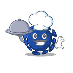 Streptococcus chef cartoon character serving food on tray