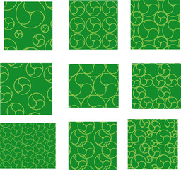 Green Commashaped seamless Japanese pattern set