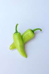Close up Bell pepper ripe green isolated on white background.
