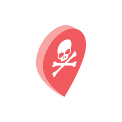 Map label corona virus epidemic danger biohazard. Vector 3d isometric, color web icon, new flat style. Creative illustration design, isolated graphic idea for infographics.