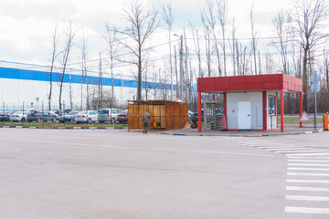 Distribution center and warehouse of grocery stores.
A new empty storage dock for loading trucks is visible.