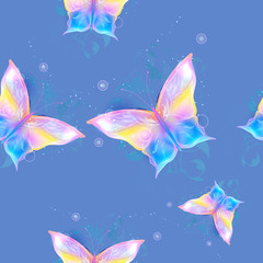 Luminous butterflies on a colored abstract background.flying butterflies. Eps10.
