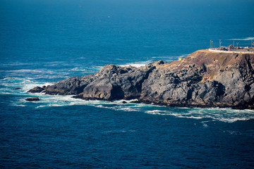 Amazing View to the Cliffs and Pacific Ocean Waves near  Vina del Mar, Chile