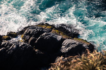 Amazing View to the Cliffs and Pacific Ocean Waves near  Vina del Mar, Chile