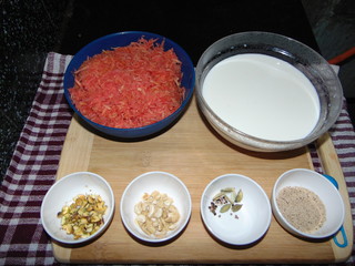 Preparation of Indian sweet dish carrot sweet
